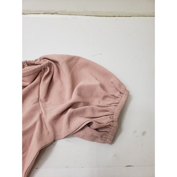 Exlura Womens Dress Puff Sleeve Off The Shoulder Ruched Back Stretch Pink Sz M - Picture 4 of 10